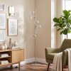 Lampadaire Koyoto à six abat-jour ronds en verre cannelé clair, hauteur 160 cm