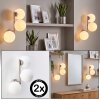 Applique murale moderne Gastor à 3 abat-jour ronds en verre blanc, structure sable, lot de 2