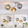 Plafonnier moderne Koyoto à trois abat-jour sphériques en verre multicolores