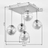 Suspension moderne Chehalis à 5 lumières avec abat-jour ronds en verre clair