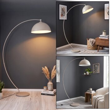 Lampadaire arqué Miranda avec abat-jour en métal sable orientable, pour le canapé, E27