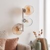 Applique murale moderne Koyoto, 3 abat-jour sphériques en verre ambré et clair