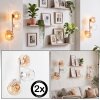 Applique murale Koyoto en set de 2 avec trois abat-jour ronds en verre ambre et clair