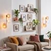 Applique murale Koyoto en set de 2 avec trois abat-jour ronds en verre ambre et clair