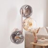 Applique murale moderne Koyoto à trois abat-jour en verre fumé, ambre et clair