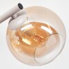 Applique murale moderne Koyoto à trois abat-jour ronds en verre chrome, fumé et ambre