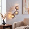 Applique murale moderne Koyoto avec 3 abat-jour ronds en verre fumé cannelé