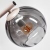 Applique murale Koyoto, lot de 2, 3 abat-jour en verre fumé cannelé près d’un miroir