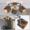 Plafonnier moderne Opatija à trois abat-jour coniques noirs à motifs dorés orientables