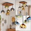 Suspension moderne à 5 lumières Koyoto, abat-jour en verre bleu, vert, doré, clair