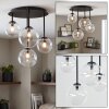 Plafonnier moderne Chehalis, 4 lumières en grappe, abat-jour ronds en verre clair