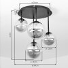Plafonnier moderne Chehalis, 4 lumières en grappe, abat-jour ronds en verre clair