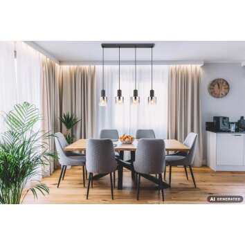 NOWA Jack suspension 4 flammes design moderne 74 cm pour salle à manger et cuisine