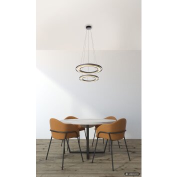 NOWA Rilas suspension LED à deux anneaux pour salle à manger, 3000K, 4500 lm, 21W