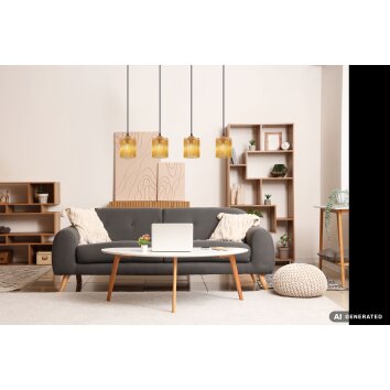 NOWA Leeds lustre suspension 4 flammes moderne E14 87 cm pour salle à manger et salon