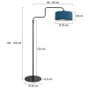 Steinhauer Lampadaire Bloeba à bras coudé orientable, abat-jour bleu, près du canapé