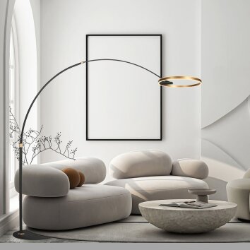 Steinhauer Ringlux lampadaire sur pied arc LED à 2 lumières moderne pour salon
