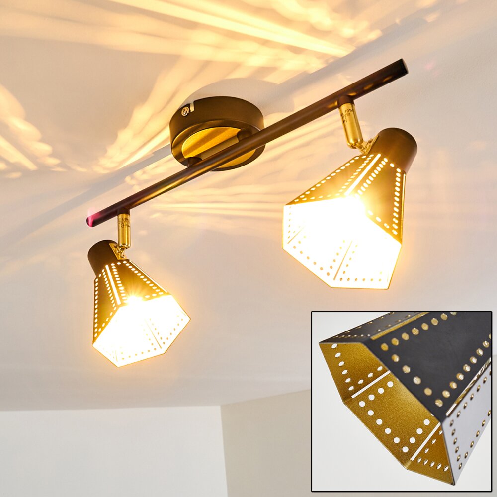 Plafonnier Vantaa Noir doré, 2 lumières main product photo