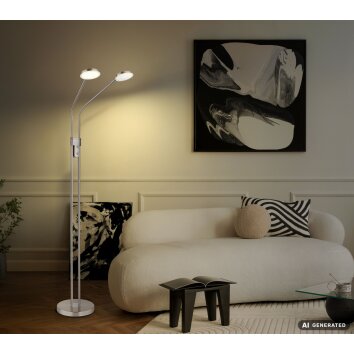 Globo Silvio lampadaire LED de salon à 2 spots, liseuse sur pied moderne