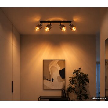Globo Milley plafonnier barrette spot de plafond 4 flammes E27 moderne