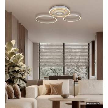 Globo Miles plafonnier LED à 3 anneaux avec télécommande, design moderne