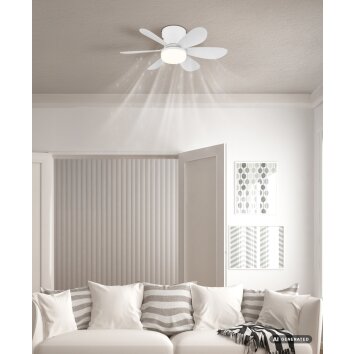 Globo Delores ventilateur de plafond LED avec éclairage, moderne, en forme de fleur