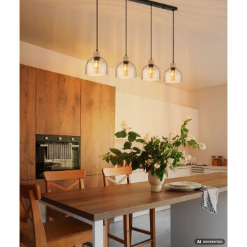 Globo Swanson suspension à 4 lumières pour table à manger, longueur 113 cm, E27