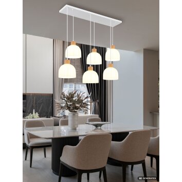 Globo Swanson suspension allongée à 6 flammes pour salle à manger et cuisine