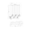 Globo Swanson suspension moderne pour salle à manger et cuisine à 6 lampes