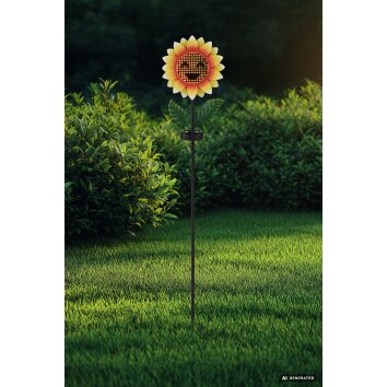 Globo CORALIE lampe solaire tournesol à piquer pour extérieur jardin et allée LED