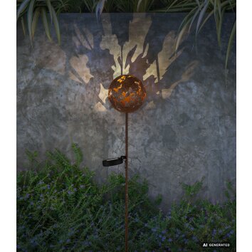 Globo AURALIE borne solaire LED à boule ajourée pour extérieur, jardin et allée