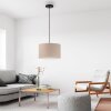 Leuchten Direkt Suspension DURO à abat-jour cylindrique plissé beige, hauteur réglable