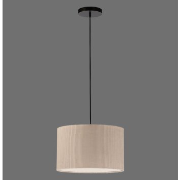 Leuchten Direkt Suspension DURO à abat-jour cylindrique plissé beige, hauteur réglable