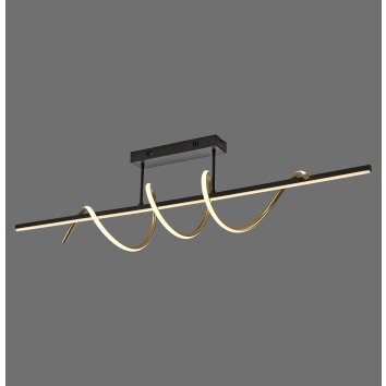 Leuchten Direkt, plafonnier LED Emanda, ondulations couleur laiton, 3000 Kelvin blanc chaud