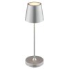 Brilliant Lampe à poser Elora, abat-jour conique argenté, LED blanc chaud 2700 Kelvin