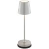 Brilliant Lampe à poser Elora, abat-jour conique argenté, LED blanc chaud 2700 Kelvin
