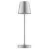 Brilliant Lampe à poser Elora, abat-jour conique argenté, LED blanc chaud 2700 Kelvin