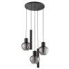 Brilliant Suspension Ligari moderne avec 3 abat-jour fumés en verre, douille E27