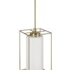 Brilliant Leuchten, suspension cage Dolly, cadre rectangulaire doré et abat-jour blanc