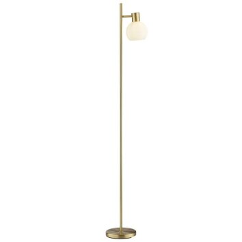 Brilliant Leuchten, lampadaire Cony à bras latéral orientable, abat-jour rond blanc