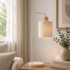 Brilliant Leuchten lampe de table bohème Arlo à bras arqué, abat-jour cylindrique beige