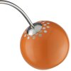 Brilliant lampadaire à arc Helen au style moderne, abat-jour demi-sphère orange