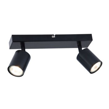 Brilliant Spot de plafond double moderne Ecco, à 2 têtes cylindriques noires