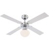 Ventilateur Globo CHAMPION Chrome, Acier inoxydable, Blanc, 1 lumière