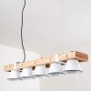 Suspension Oksbol Bois clair, Blanc, 5 lumières