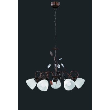Suspension Trio-Leuchten Traditio Brun foncé, Rouille, 5 lumières