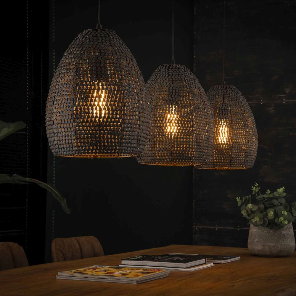 Suspension Ommerlanderwijk Brun, Noir, 3 lumières main product photo