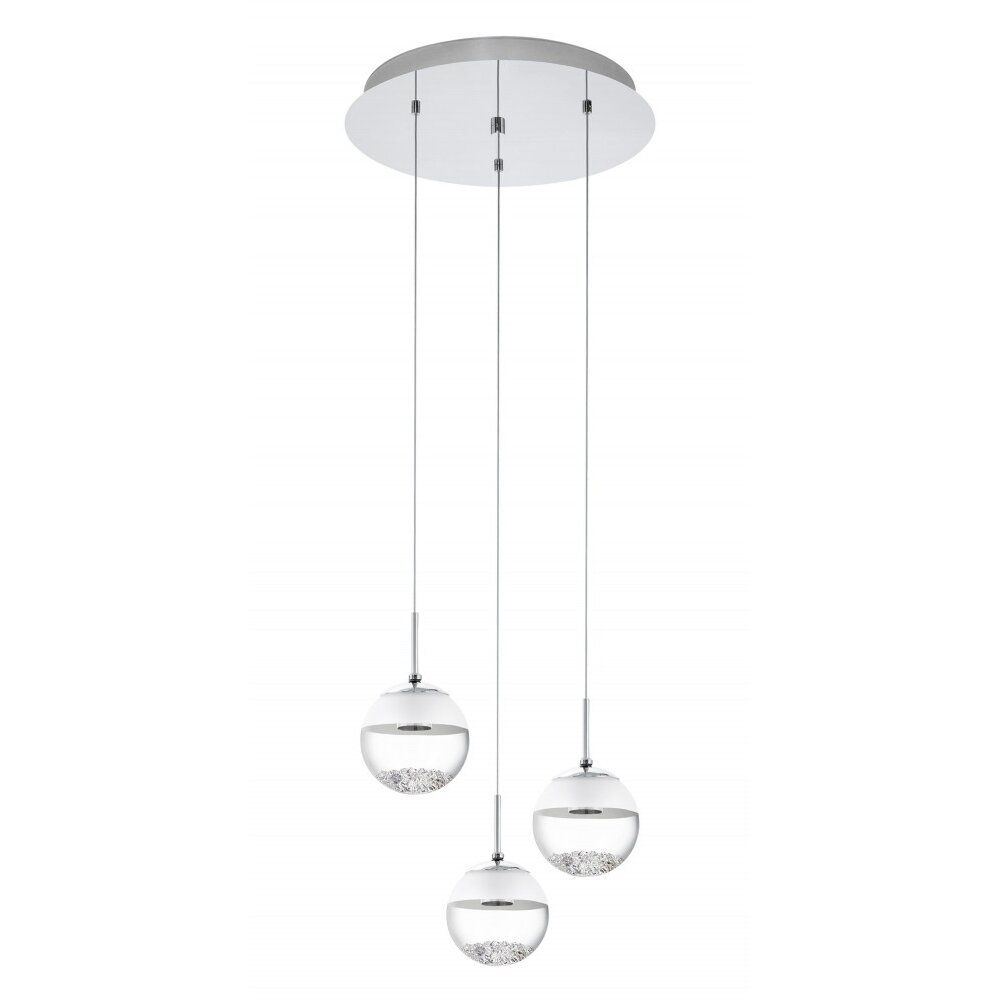 Lampe suspendue Eglo MONTEFIO 1 LED Chrome, Aspect cristal, 3 lumières main product photo