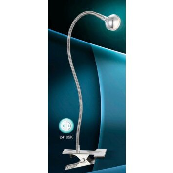 Lampe à pince Globo SERPENT LED Nickel mat, 1 lumière