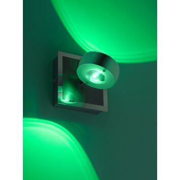 Applique murale Leuchten Direkt Ls-OPTI LED Acier inoxydable, 2 lumières, Télécommandes, Changeur de couleurs